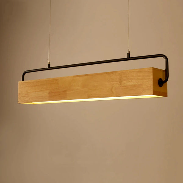 Nordic Wood Pendant Lights LED Modern Pendant Lamps for Dining Living Room Kitchen Office Shop Bar Cafe Long Strip Hanging Lamp