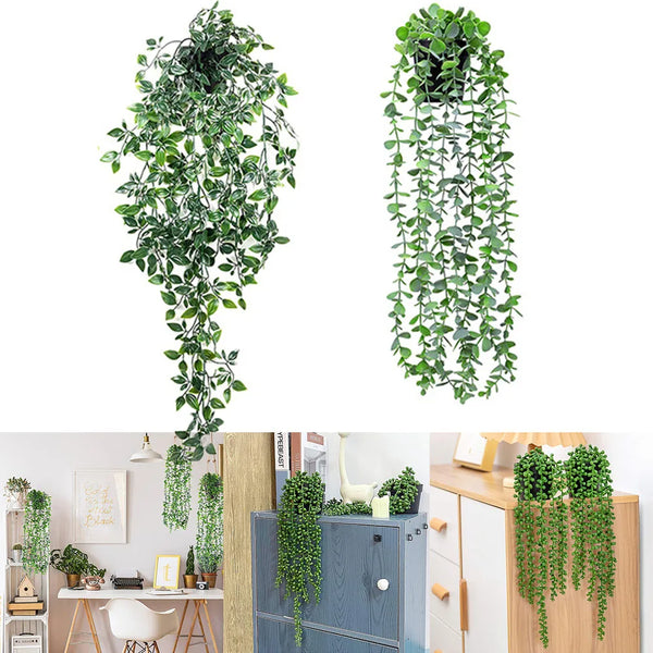 1pc Artificial Eucalyptus Rattan Hanging Plant Potted Green Plant Mandala Vine Suitable for Wall Room Home Interior Shelf Decor