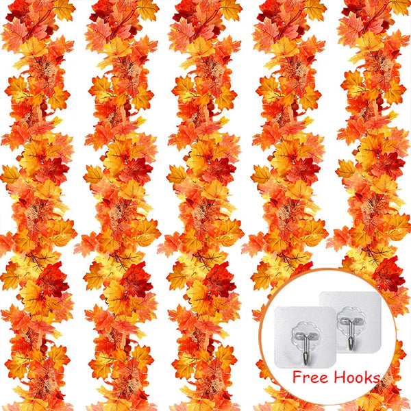 1.7m Artificial Plants Hanging Maple Leaves Fall Garland Vines for Fireplace Home Thanksgiving Halloween Party Decoration Autumn