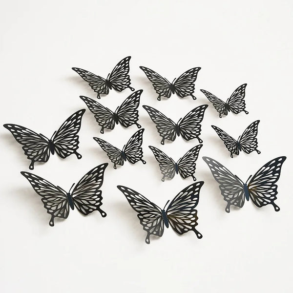 12Pcs/Set 3D Hollow Butterfly Wall Stickers for Home Decorations DIY PVC Stickers for Kids Bedroom Birthday Party Wedding Decor