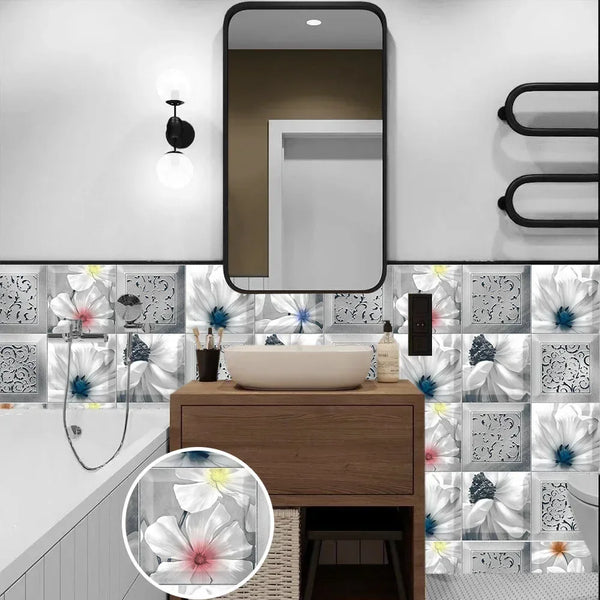 European-style pattern simulation tile paste home renovation Kitchen bathroom decoration self-adhesive wall paste beautification
